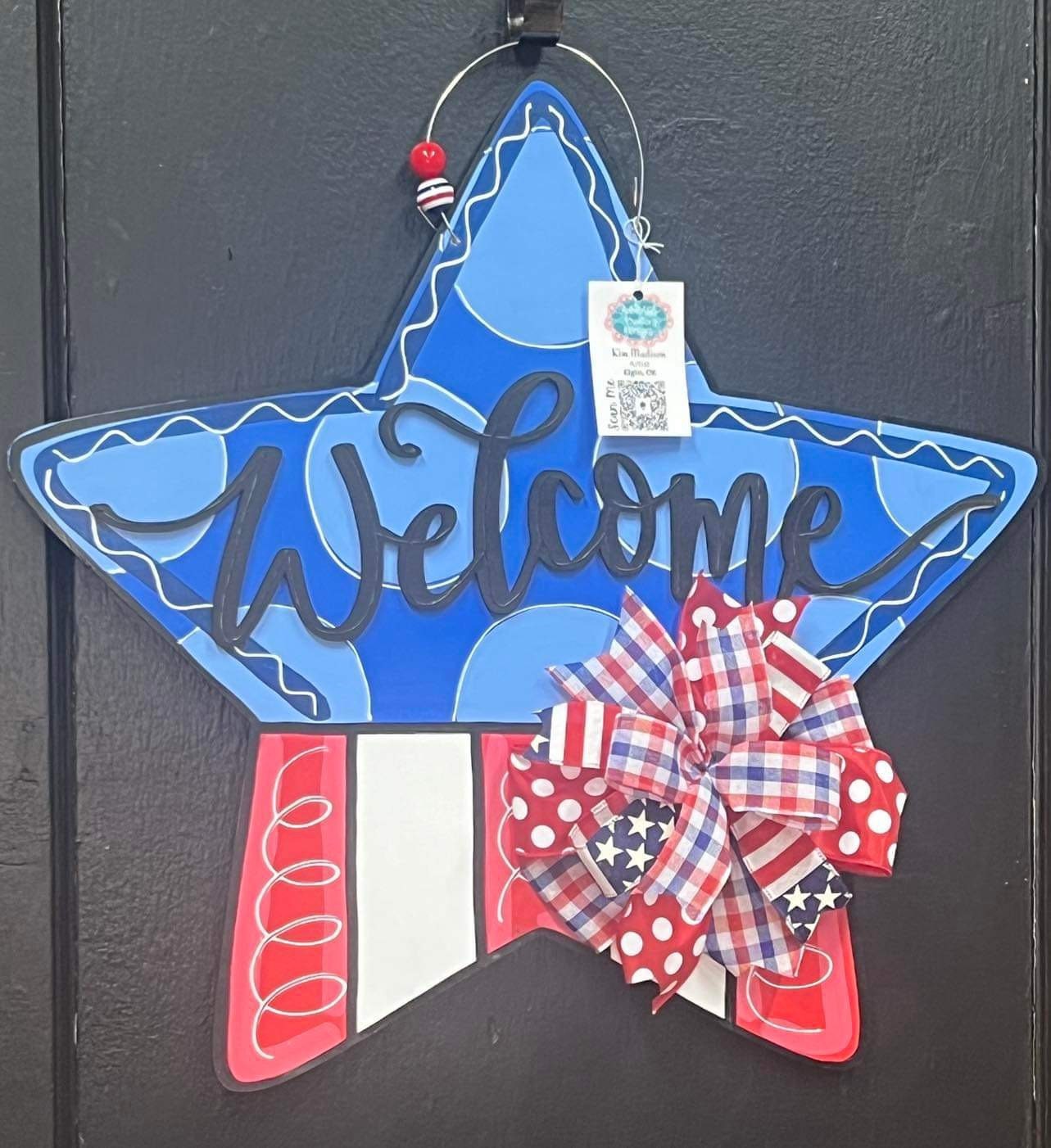 3D Welcome Star Door Hanger, USA Patriotic Decor, 21x22