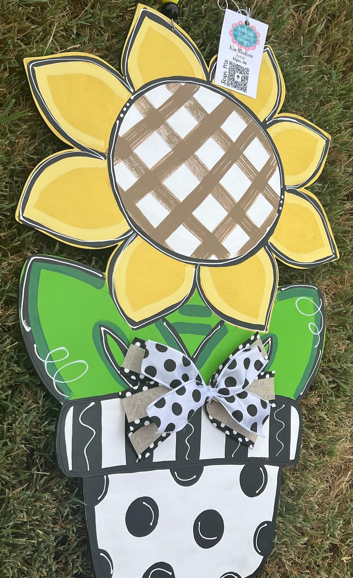 Sunflower in Pot Door Hanger, Fall Decor, 15x23