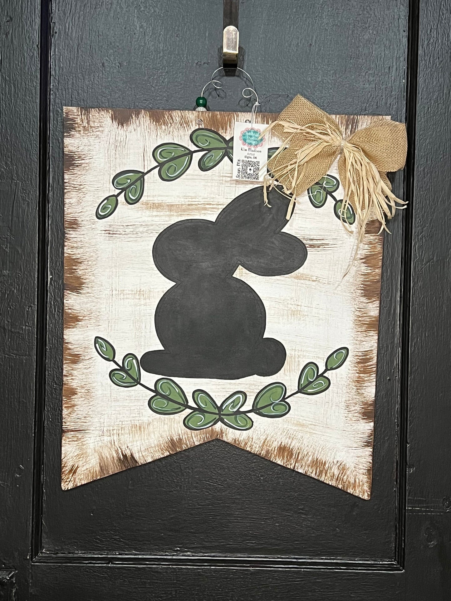 Easter Bunny Silhouette Banner, Spring Door Hanger (20x23)