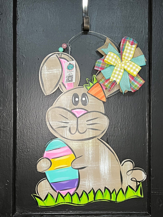 Bunny Holding Egg Door Hanger, Easter Spring Decor 18”x23”
