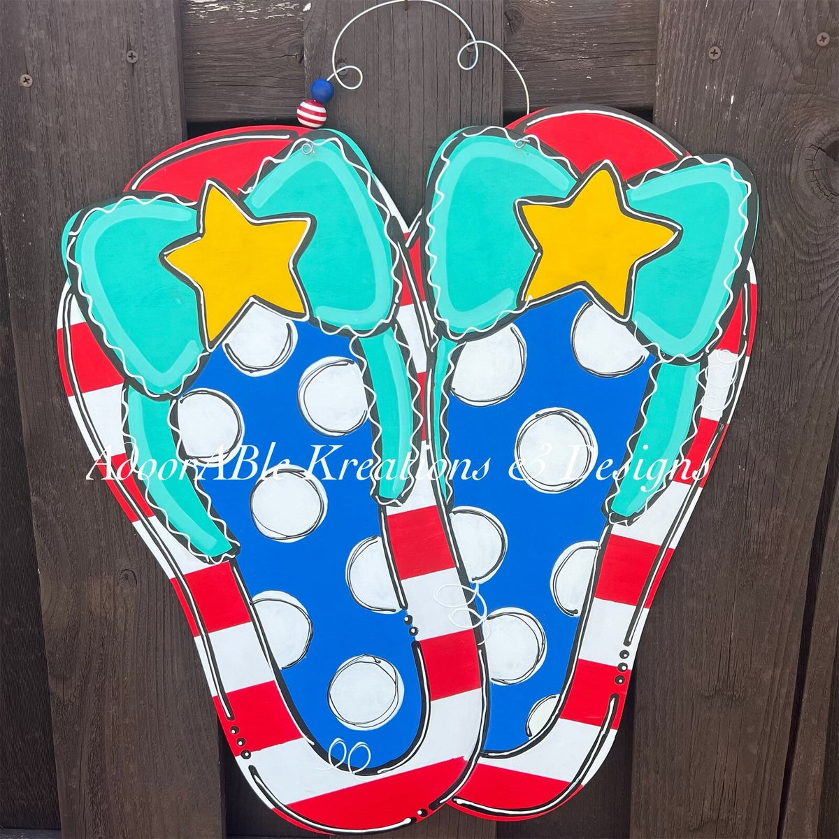 USA flip flops door hanger, Merica, door hanger, USA, 4th of July, Independence Day, flip flops, 19"x21"