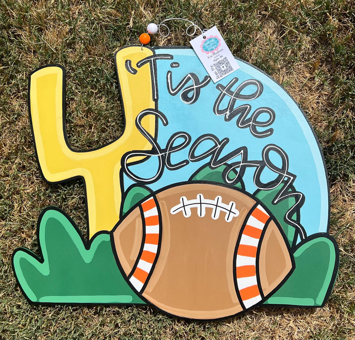 Handmade Football Door Hanger, Sports Decor (19"x22.5")