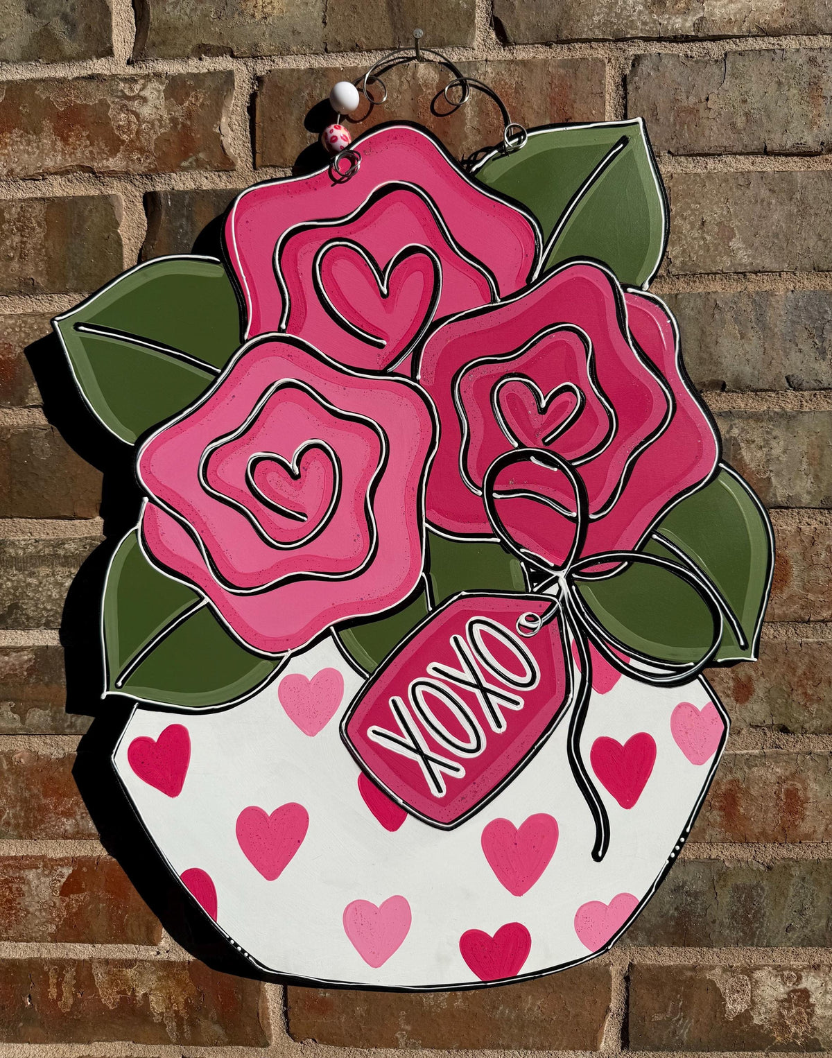 Heart Flower Vase door hanger, 19"x23"