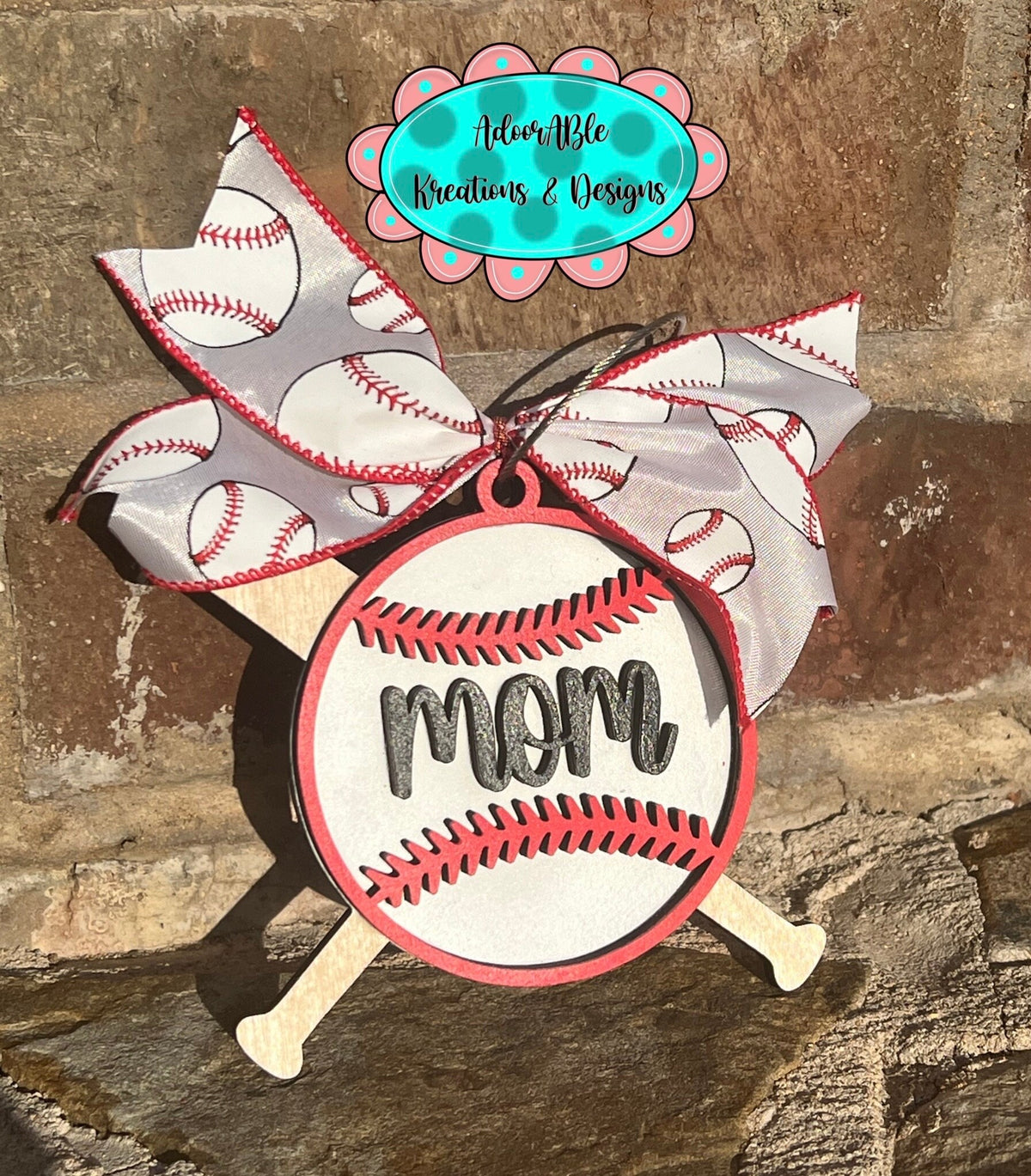 Personalized Baseball Softball Bogg Bag Tag, 3D Plywood Mom Charm