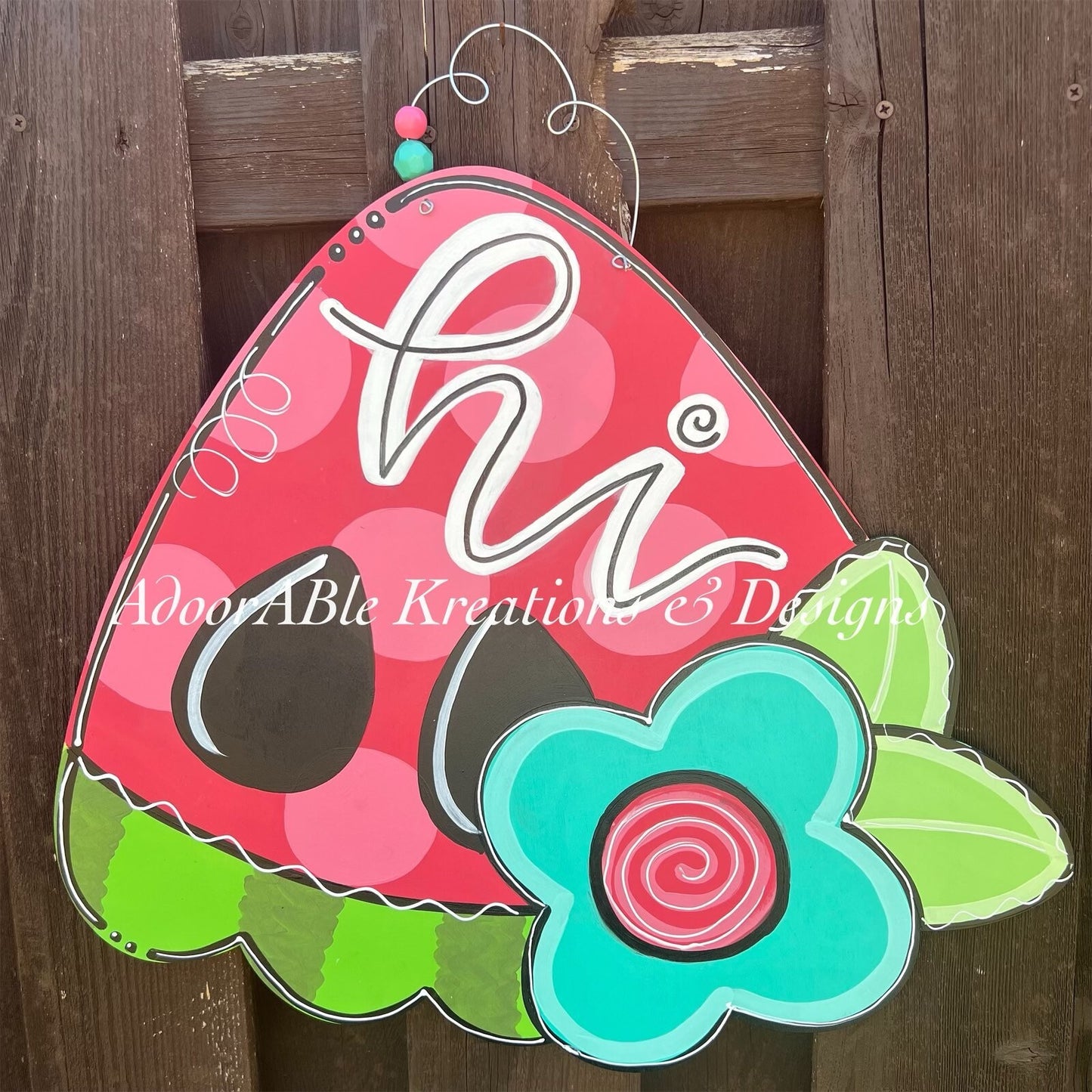 Watermelon Floral Door Hanger, Summer Welcome Sign