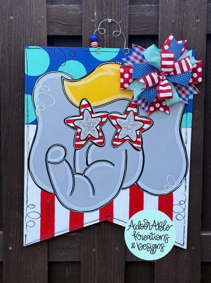 Trump Elephant Door Hanger, Patriotic USA Banner (19"x23")